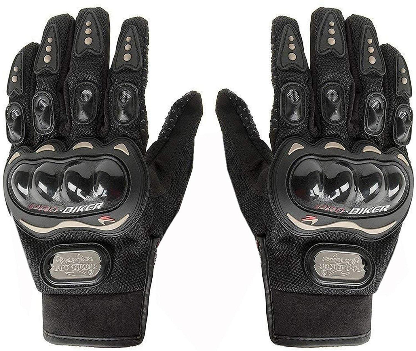 Pro-Biker Full Finger Motorcycle Riding Gloves | Anti-Slip, Shockproof, Breathable Protective Gear for Men & Women | Racing, Biking, Cycling Gloves with Knuckle Guard (Black)