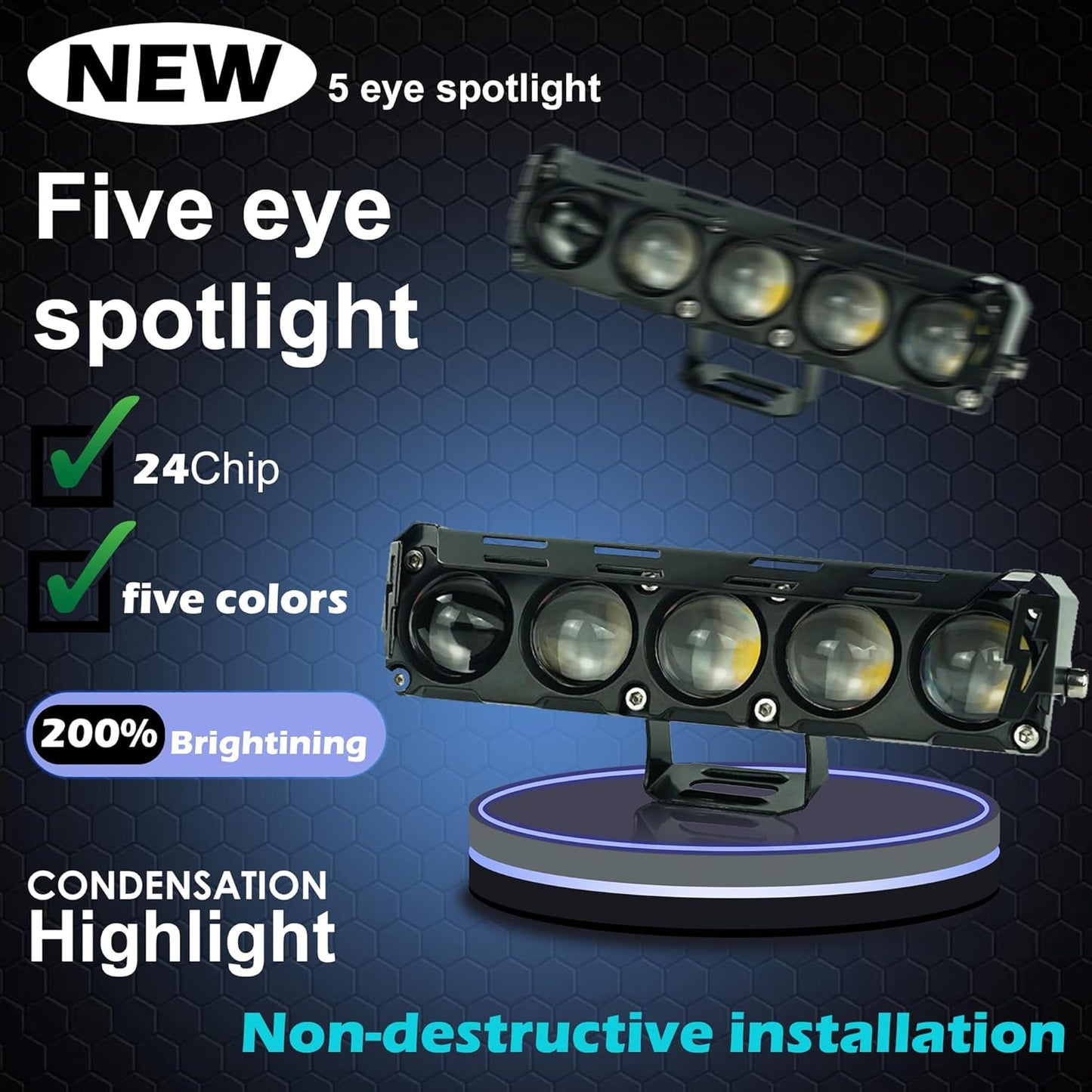 Liu HJG 5 LED Fog Light for Bike & Car (12V–80V) | Dual Color White & Yellow with Devil Eye | Waterproof Aluminum Body | Ultra Bright Spotlight for All Motorcycles, Scooters & Cars